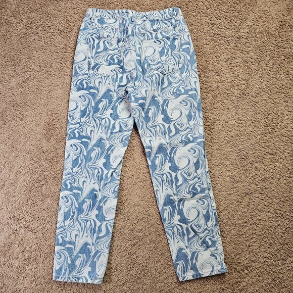 Adika Jeans Womens 30x28 Blue High Rise Straight Cotton Denim Swirl Print - Picture 2 of 9